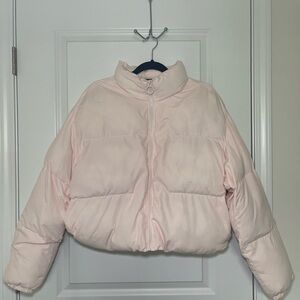 JustFab Cropped Pink Puffer Jacket
